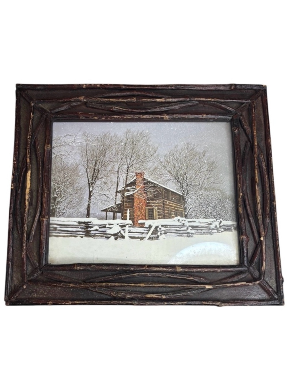 Vintage Bob Timberlake “Snow at the Studio" Rustic Willow Twig Frame, [8x10 prnt